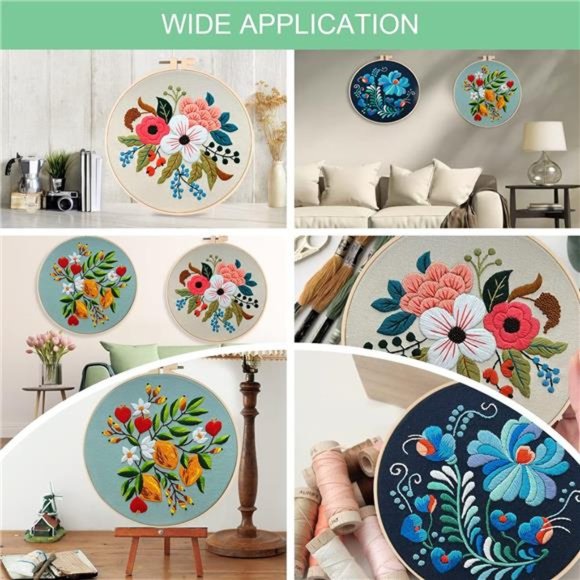 Embroidery Starter Kit for Beginners, 3 Sets Cross Stitch Kits for Adults - Picture 6 of 7